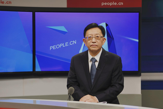 中國節(jié)能環(huán)保集團(tuán)有限公司黨委書記、董事長宋鑫做客人民網(wǎng)。人民網(wǎng)記者 王曉嘯 攝